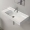 Rectangular White Ceramic Wall Mounted or Drop In Sink With Counter Space